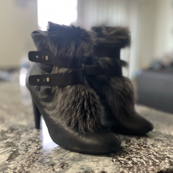 Rebecca Minkoff Shoes - RESERVED for lisa ✳️ Rebecca MINKOFF Leather/ Fur Healed Boots Booties size 8B